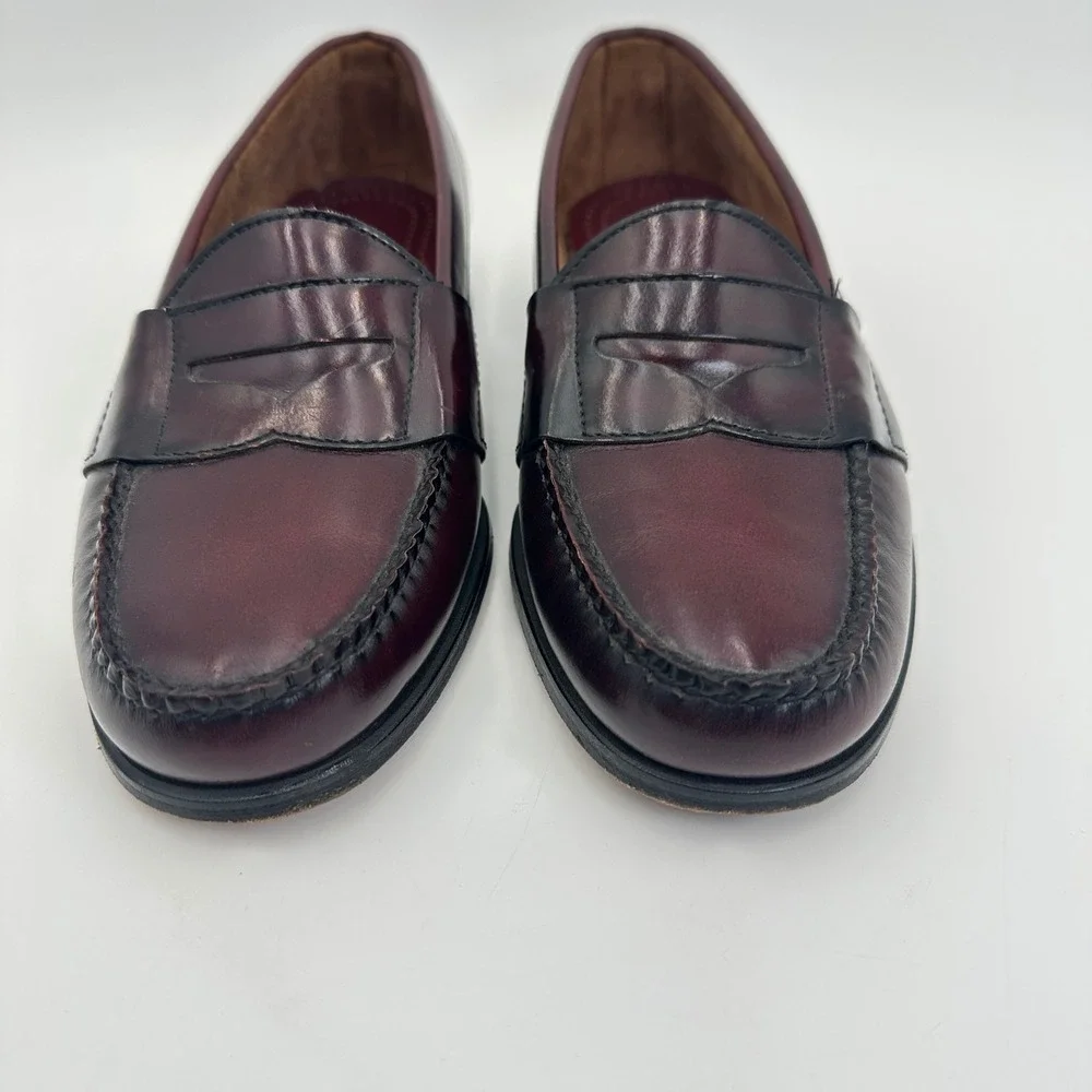 Cole Haan Penny Loafers Mens 7.5 D Burgundy Leather Handsewn Made in USA 1166